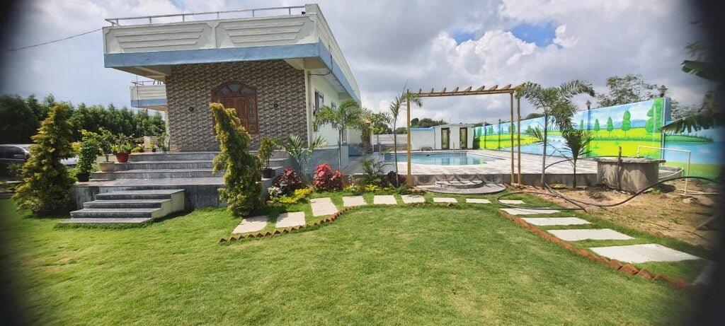 Fully-Equipped Farmhouse Retreat with Pool and Games at Shamirpet